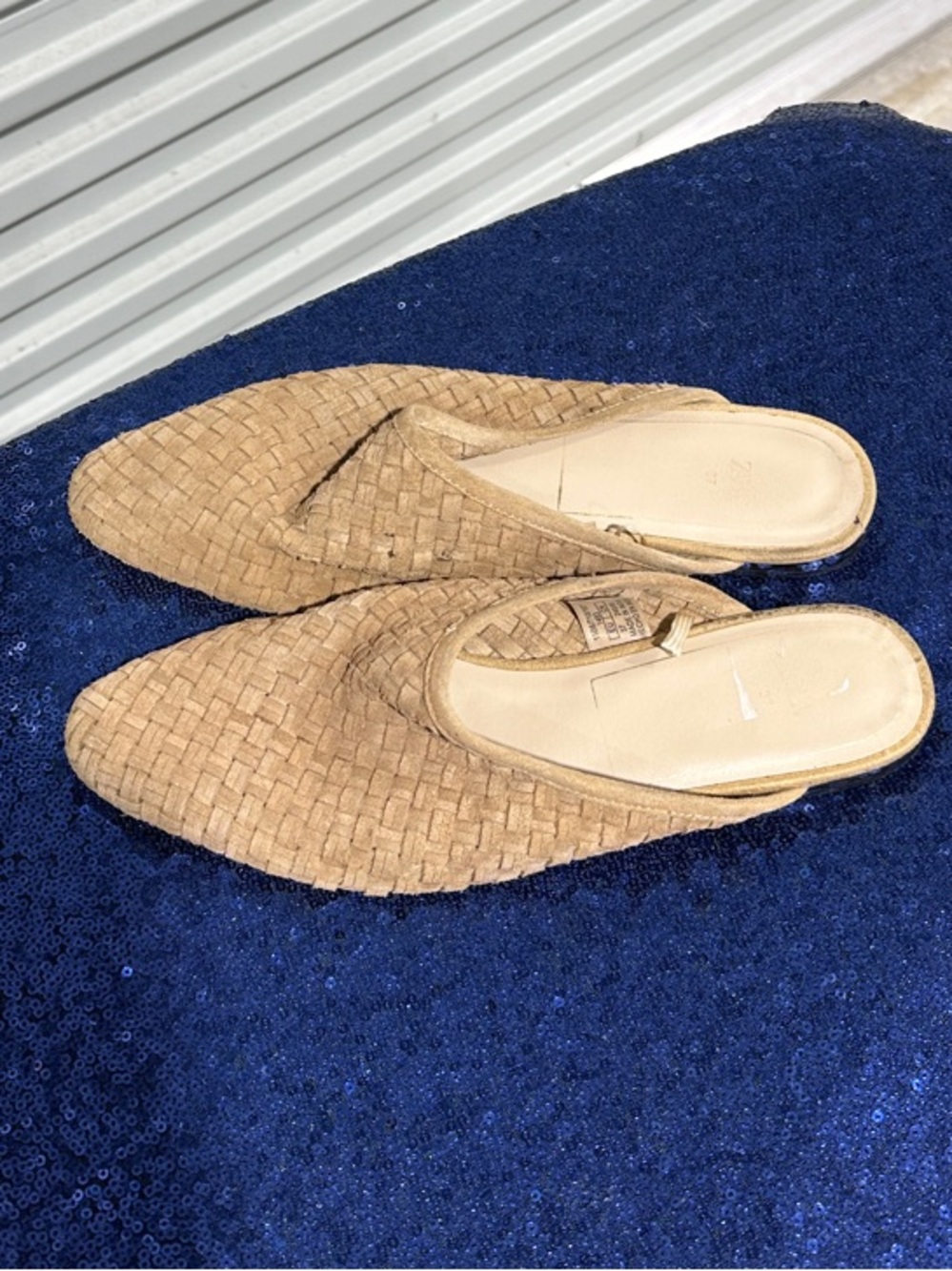 Zara Woven Slip-On Mules in Tan